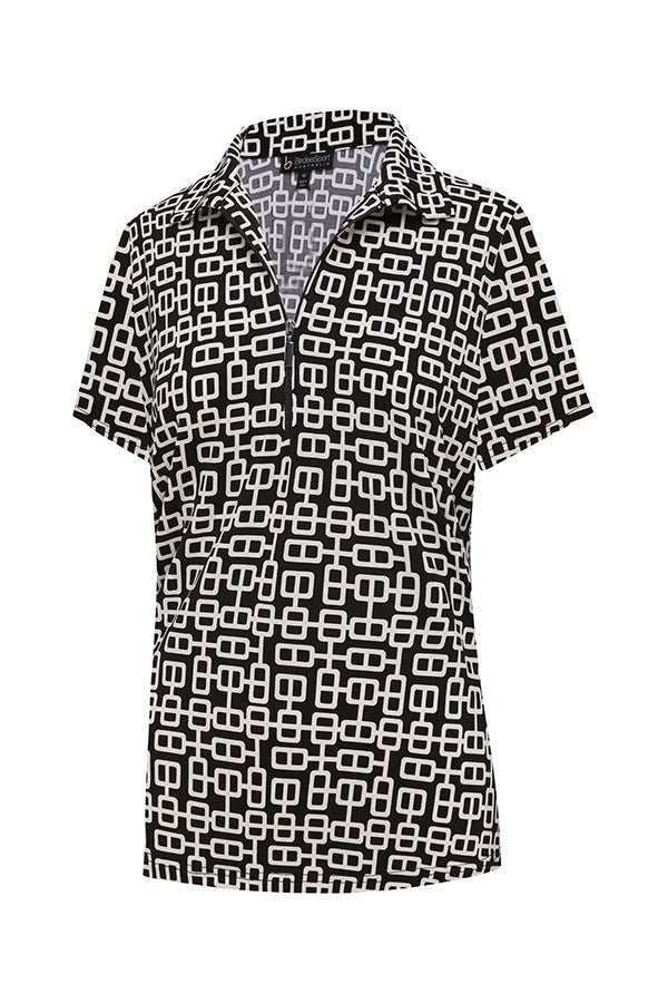 Aztec Zipper Top Short Sleeve